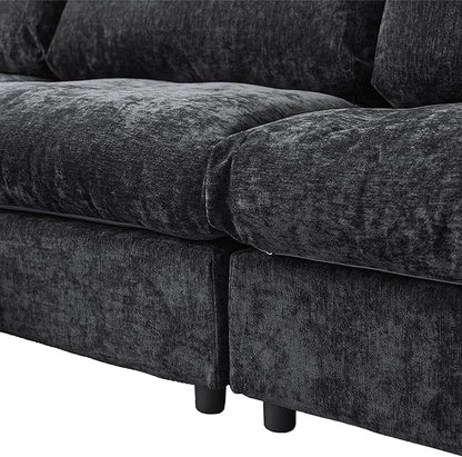WJShome Cloud Sectional Couches for Living Room,67" Convertible Love Seat, 2 Seater Modular Sectional Sofa,Deep Seater Furniture Sets,Black