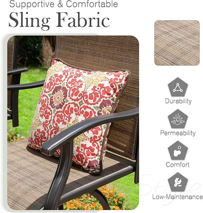 Sophia & William Patio Swivel Bar Stools Set of 4, Bar Height Patio Chair, High Top Patio Chairs, Supports 300 lbs (Brown Fabric)