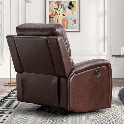 Electric Recliner Chair, Soft PU Leather Power Recliners with Padded Backrest, Single Overstuffed Heavy Duty Reclining Sofa for Living Room Bedroom, Brown