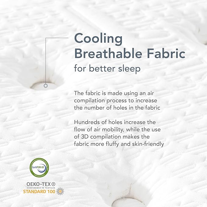EPITEX Silverluxe Queen Hybrid Mattress 8 Inch, Gel Memory Foam Queen Size Mattress in a Box, Individual Pocket Spring for Low Motion Transfer, Medium Firm Mattress, Gray