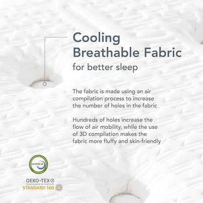 EPITEX Silverluxe Queen Hybrid Mattress 8 Inch, Gel Memory Foam Queen Size Mattress in a Box, Individual Pocket Spring for Low Motion Transfer, Medium Firm Mattress, Gray