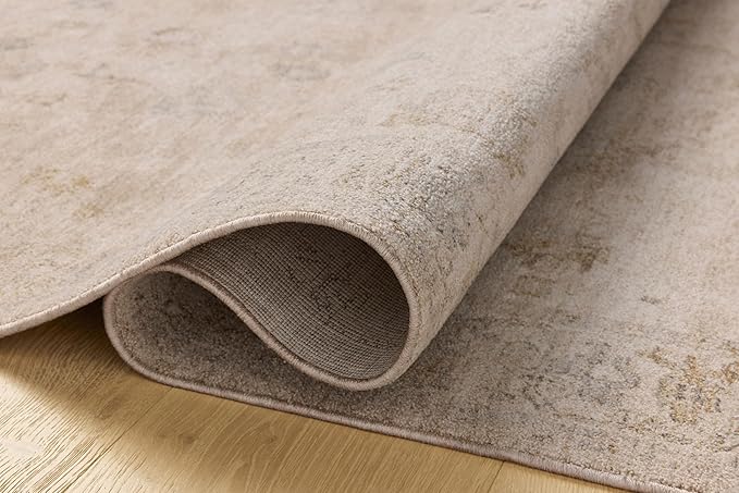 Loloi Chris Loves Julia Louisa Collection LOI-01 Oatmeal/Stone 9'-6" x 9'-6", .38" Pile Height, Round Area Rug