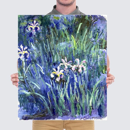 Wieco Art Canvas Wall Art Irises by Claude Monet Oil Paintings Reproduction Landscape Pictures Artwork on Canvas Art Prints for Living Room Decorations and Wall Decor