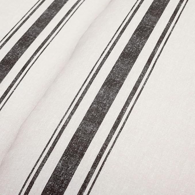 Lush Decor Farmhouse Stripe Reversible Cotton Comforter Set, 3 Piece Set, California King, Black - Cozy Farmhouse Bedding Set - Rustic Decor - Striped Comforter - Modern Farmhouse Bedroom Decor