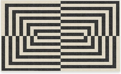 RUGGABLE x Jonathan Adler Machine Washable Modern Area Rug – Op Art Charcoal 3x5, Stain-Resistant, Non-Slip – Small Rugs for Living Room, Bedroom, Hallway, Entryway & Office–with Standard Pad