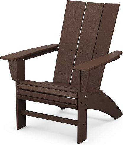 POLYWOOD Modern Curveback Adirondack Chair, Heavy Duty HDPE Outdoor Patio Furniture, Fade-Proof Lounge Seating for Deck, Lawn, Garden, Fire Pit, Mahogany