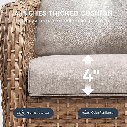 9-Piece Outdoor Patio Cushion Set - Fade & Water Resistant with Removable Olefin Cover, 22x24x4 Inch Memory Foam Cushions for Wicker Sectional Sofa – Beige/Crescent