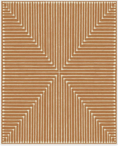 RUGGABLE x Jonathan Adler Machine Washable Modern Area Rug – Inkdrop Copper 8x10, Stain-Resistant, Non-Slip – Large Rugs for Living Room, Bedroom, Hallway, Entryway & Office–with Cushioned Pad