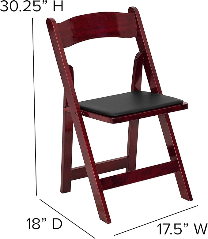 Flash Furniture HERCULES Series Mahogany Wood Folding Chair with Vinyl Padded Seat