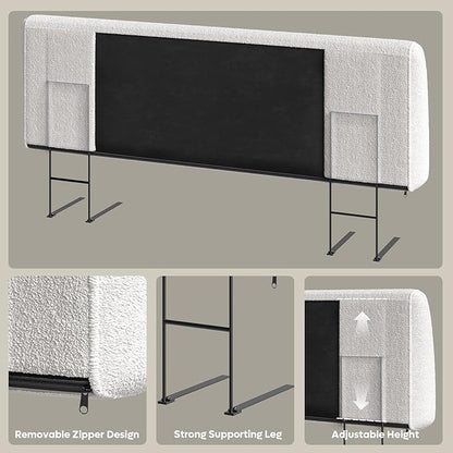 4.7" Upholstered Headboard for Queen Size Bed, Height Adjustable and Ergonomic Headboard, Easy Assemble, Sturdy and Durable, Teddy Velvet, Beige