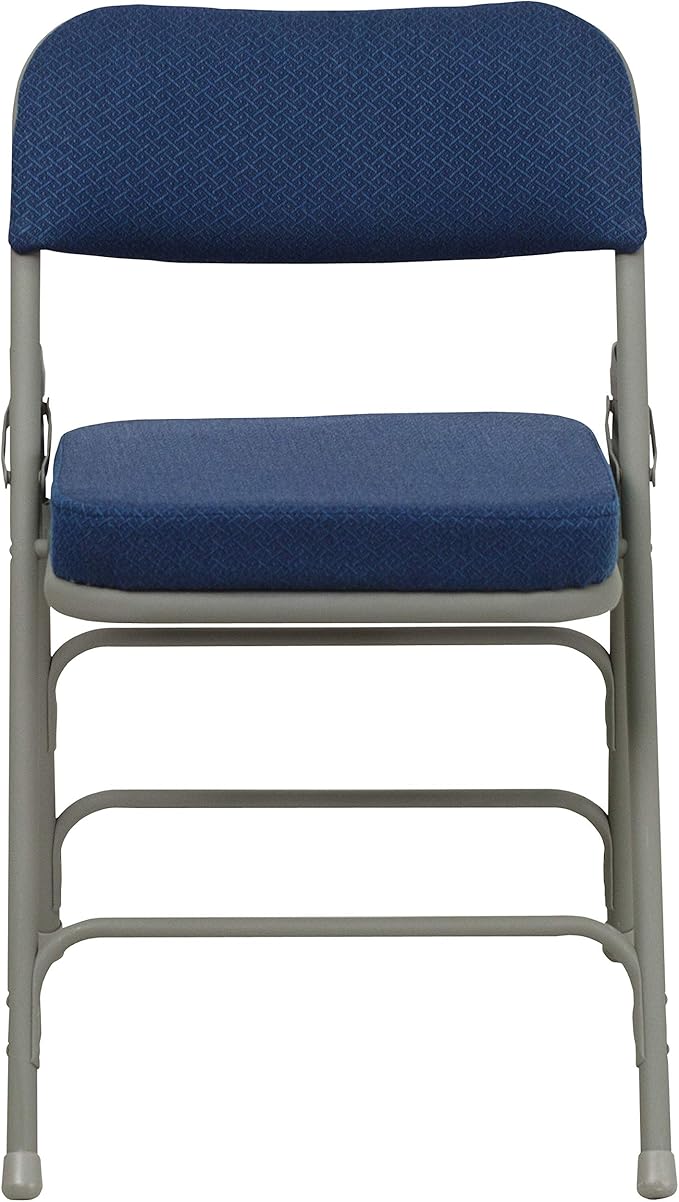 Flash Furniture HERCULES Series Premium Curved Triple Braced & Double Hinged Navy Fabric Metal Folding Chair