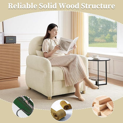 Modern Accent Chairs for Living Room, Comfy Chenille Armchairs with Storage, Single Reading Chairs for Bedroom, Study Room, Apartment, Tool Free Assembly, Beige