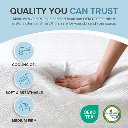L’Baiet 6 Inch Gel Memory Foam Mattress, King Size - Bed in a Box - Medium Firm - Breathable Cooling-Gel Comfort Technology - Pressure Relief Comfy Support Soft Fabric Cover - CertiPUR-US Certified