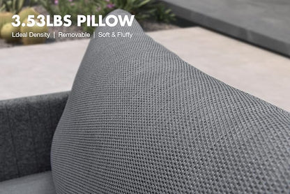 PURPLE LEAF Patio Furniture Set 6 Pieces Outdoor Conversation Sets with Coffee Table PP Rope Patio Sofa with Cushions and Table Manual Weaving Deep Seating Furniture for Porch Lawn Backyard Gray