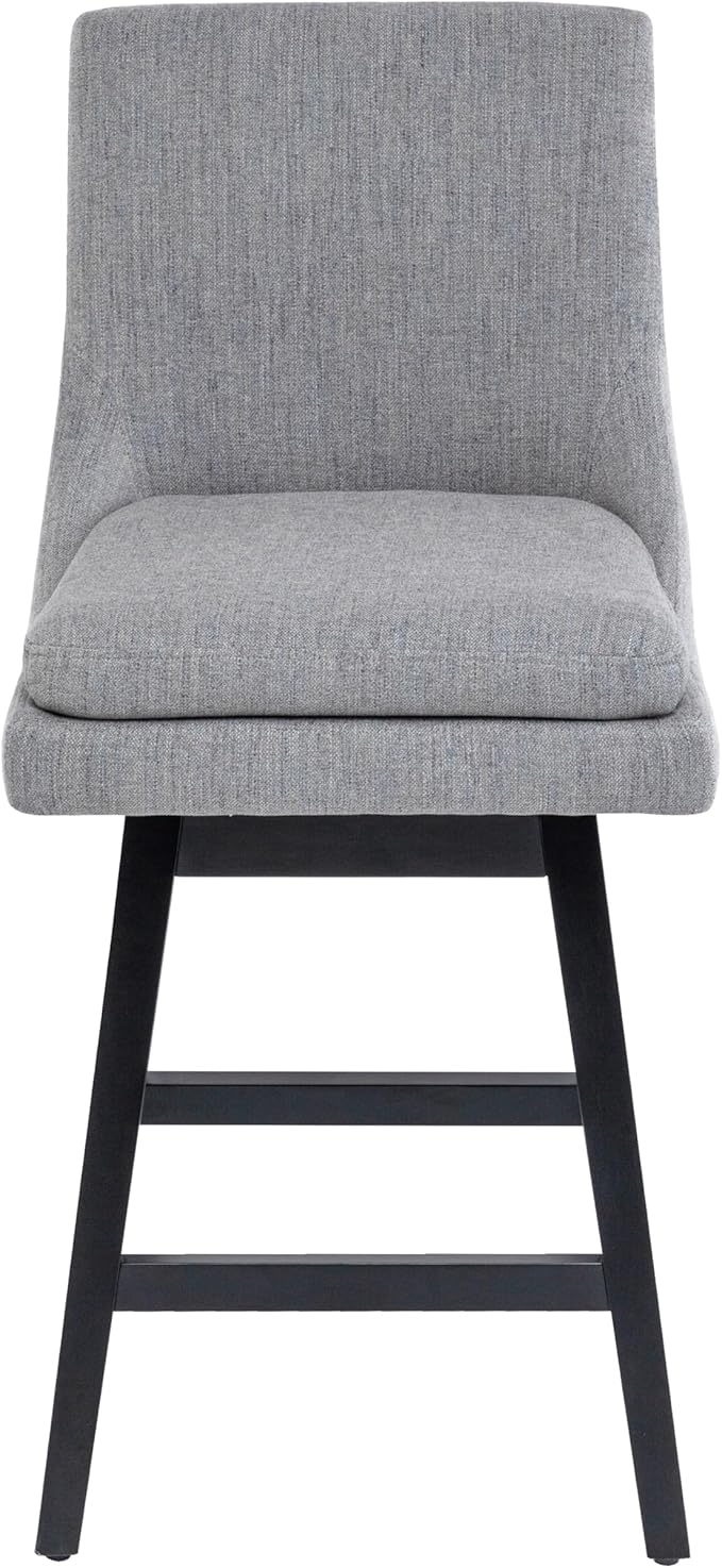 Bar Stools Set of 4, 26 Inch Upholstered Barstools with 14.2" High Back and Footrest, Swivel Counter Height Barstools for Kitchen Island Home Bar Performance Fabric Gray