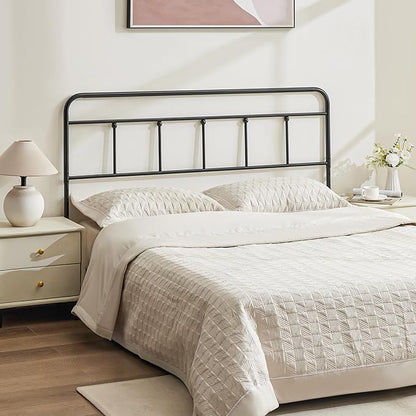 Metal King Size Headboard Only, Sturdy and Durable Iron King Headboard Adjustable Height from 34” to 44”, Victorian Vintage Bed Headboards, Farmhouse Head Board, Bed Frame Mount Black