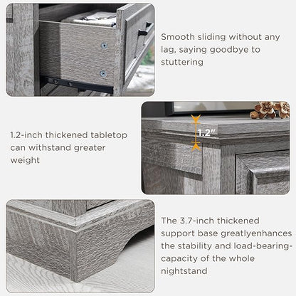 ACCOHOHO Farmhouse 8 Drawers Dresser Chests for Bedroom,52" Wide Wood Rustic Chest of Drawers with Metal Handle,Natural Texture,Drawer Organizer for Bedroom,Living Room,Hallway and Entryway,Grey