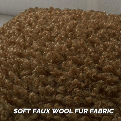 FUTEI Brown Decorative Throw Pillow Covers 24x24 Inch Set of 2,Soft Fluffy Faux Wool Fur Boucle Textured European Cushion Case,Modern Home Decor for Couch Bed Living Room Office