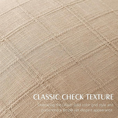 Foindtower Set of 2 Decorative Linen Check Throw Pillow Covers Neutral Farmhouse Vintage Cushion Covers Modern Coastal Boho Home Decor for Sofa Chair Couch Bedroom Living Room,20×20 Inch,Camel