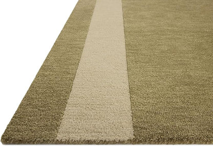 Loloi Leanne Ford Craven Collection CVN-01 Light Olive/Oatmeal 9'-3" x 13' Area Rug Geometrical, Patterned, Neutral, Living Room, Bedroom, Dining Room