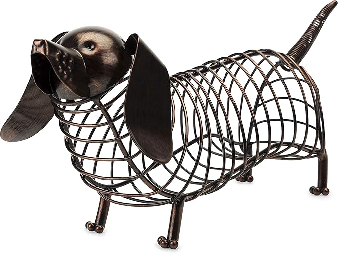 True Dachshund Cork Holder, Decorative Wine Cork Storage and Decor, Set of 1, Rustic Bronze Finish
