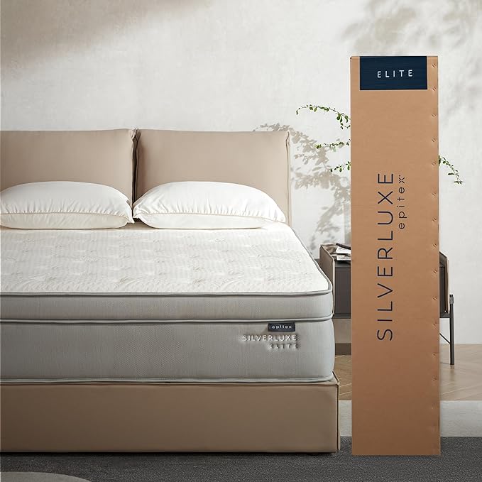 EPITEX Silverluxe Elite Queen Hybrid Mattress, 14 Inch Gel Memory Foam Queen Size Mattress in a Box, Individual Pocket Spring for Low Motion Transfer, Medium Firm Mattress, Gray