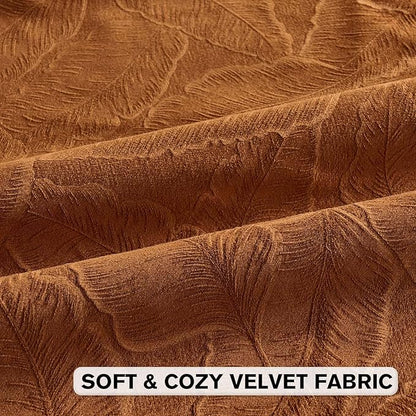 FUTEI Rust Velvet Throw Pillow Covers 22x22 Inch Set of 2,Soft Embossed Leaf-Relief Textured Cushion Cases,Natural Home Decor for Couch Living Room