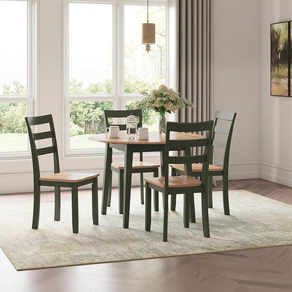 Signature Design by Ashley Gesthaven Modern Dining Drop Leaf Table with 4 Legs, Light Brown & Green