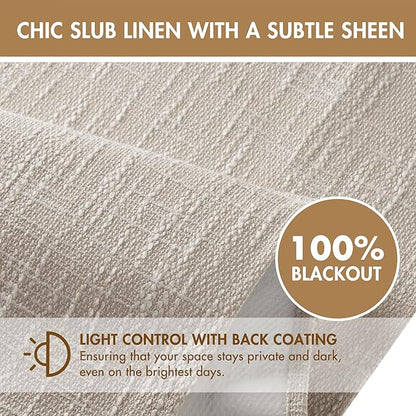 Madison Park Cordless Roman Shades, Total Blackout Window Blind Privacy Window Shades, Thermal Insulated Cordless Window Treatment for Bedroom, Living Room, Quincy, Single Panel 31" W X 64" H Linen