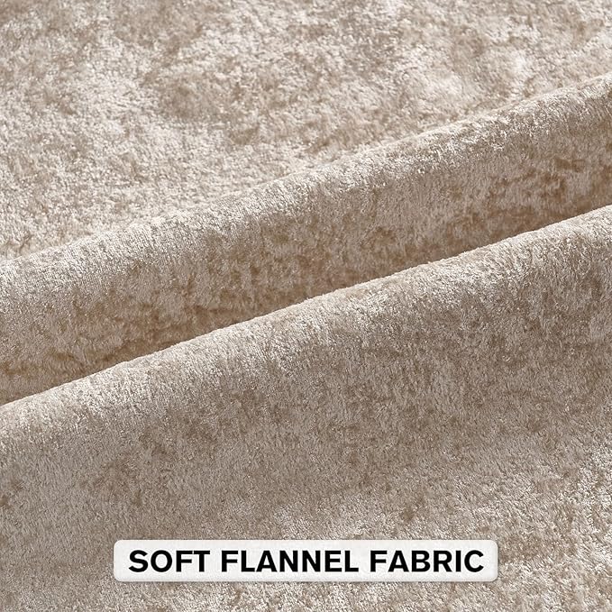 FUTEI Beige Flannel Throw Pillow Covers 22x22 Inch Set of 2,Soft Dimensional Textured Cushion Cases,Modern Home Decor for Couch Living Room