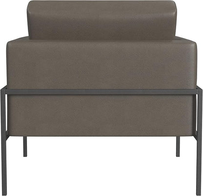 HomePop Modern Metal Frame Accent Chair Home Décor|Accent Chairs for Living Room & Bedroom - Pewter Gray Faux Leather