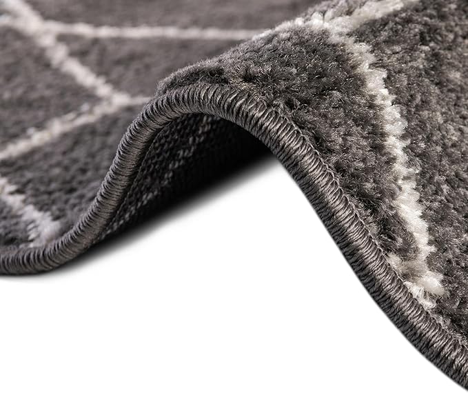 Unique Loom Trellis Frieze Collection Area Rug - Geometric (6' 1" x 9' Rectangle Dark Gray/Ivory)
