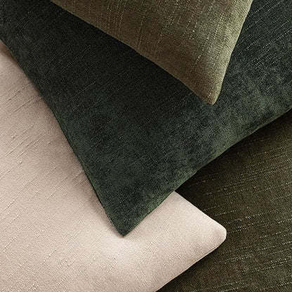 Foindtower Pack of 2 Soft Textured Chenille Throw Decorative Pillow Covers Square Accent Solid Cushion Cover Neutral Farmhouse Pillow Case for Couch Sofa Bedroom Living Room 18x18 Inch,Dark Green