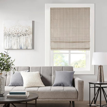 Madison Park Galen Cordless Roman Shade, 23"W x 64"H, Sheen Taupe – Room Darkening, Thermal Insulated, Energy Efficient Window Blind with Subtle Sheen Basketweave Fabric for Privacy