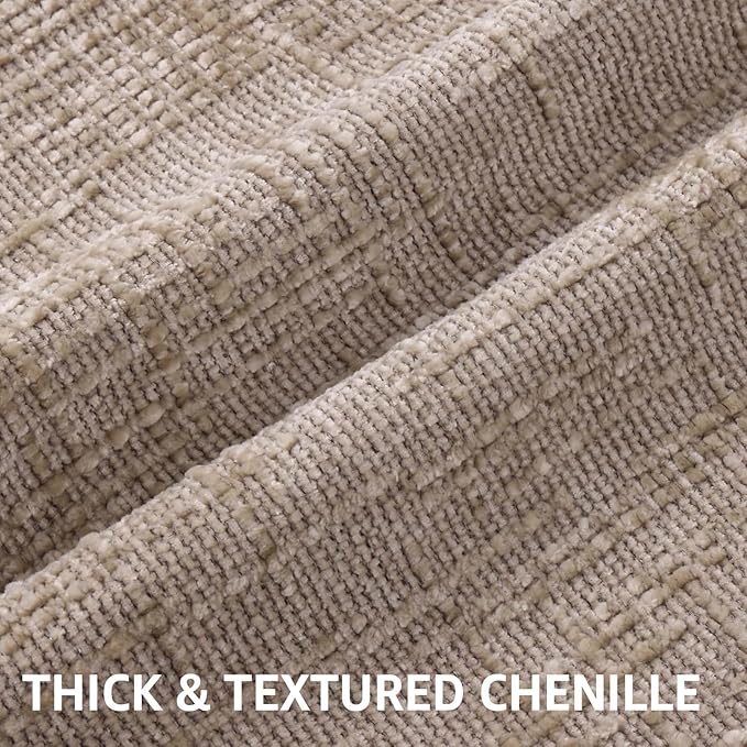decorUhome Oatmeal Chenille Throw Pillow Covers 26x26 Set of 2 Thick Textured Slubby Couch Pillow Covers Farmhouse Accent Modern Neutral Decorative Pillow Cases for Bed Sofa Living Room