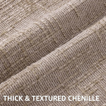 decorUhome Oatmeal Chenille Throw Pillow Covers 26x26 Set of 2 Thick Textured Slubby Couch Pillow Covers Farmhouse Accent Modern Neutral Decorative Pillow Cases for Bed Sofa Living Room