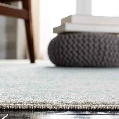 SAFAVIEH Evoke Collection 4' x 6' Ivory / Aqua EVK256J Oriental Distressed Non-Shedding Living Room Bedroom Accent Rug