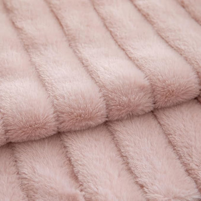Pack of 2 Faux Fur Throw Pillow Covers 16x16 Inch Striped Decorative Soft Plush Couch Pillow Case Home Decor for Bed, Sofa, Living Room Pink