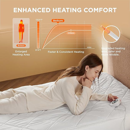Bedsure Heated Mattress Pad Twin - Bed Warmer with Memory & Preheat Functions, 12-Hour Auto Off & 10 Heat Settings, Single Controller, Fast Heating, Brushed Electric Mattress Pad Twin, 39"x75"