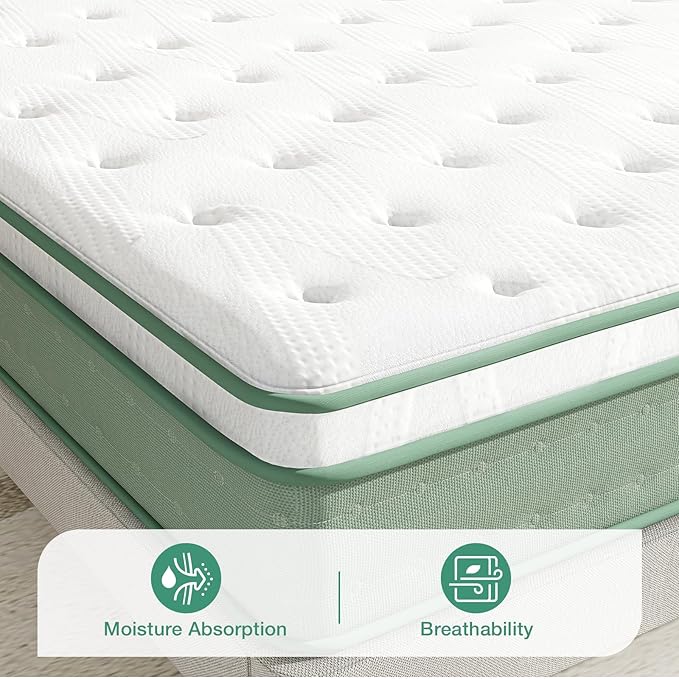 Novilla Full Mattress, 10 Inch Hybrid Mattress in a Box, High Resilience Foam with Pocket Springs for a Peaceful Sleep, Pillow Top Full Size Mattresses, Knitted Cover & Balanced Support
