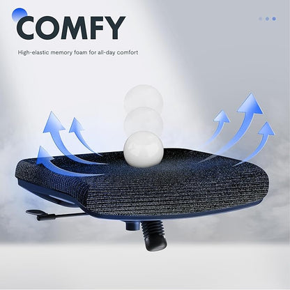FLEXISPOT OC3 Cloud Ergonomic Office Chair with Footrest, High Back Computer Chair with Adjustable Lumbar Support/3D Headrest, Desk Chairs for Home Office Gaming Working, Black,Foam Seat,Cloud-F