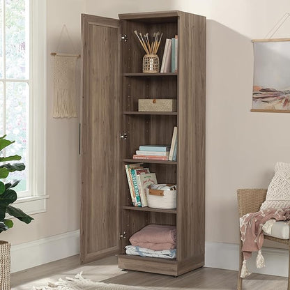 Sauder HomePlus Kitchen Pantry Storage Cabinet Slim Single Door with Adjustable Shelves, Laundry Bathroom Storage Cabinet, in Salt Oak