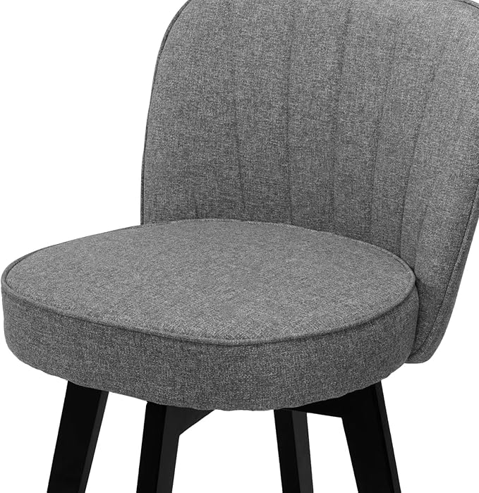 MINCETA Bar Stools Set of 4, 26 Inch Upholstered Barstools with Backrest and Footrest, Swivel Counter Height Barstools for Kitchen Island Home Bar Gray