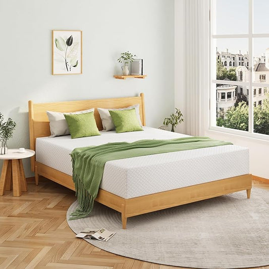 EGOHOME King Size Memory Foam Mattress, 8 Inch Bed Mattress in a Box with Cooling Green Tea Gel, Relieve Pressure with Medium Support, CertiPUR-US Certified, 80''L x 76''W, White