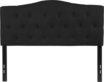 EMMA + OLIVER Tufted Upholstered Full Size Headboard in Black Fabric