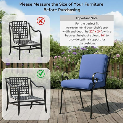 8-Piece Outdoor Patio Cushion Set - Fade & Water Resistant with Removable Olefin Cover, 22x24x4 Inch Memory Foam Cushions for Wicker Sectional Sofa – Blue/Regular