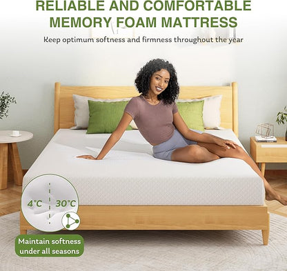 EGOHOME Twin XL Memory Foam Mattress, 12 Inch Bed Mattress in a Box with Cooling Green Tea Gel, Relieve Pressure with Medium Support, CertiPUR-US Certified, 80''L x 38''W, White