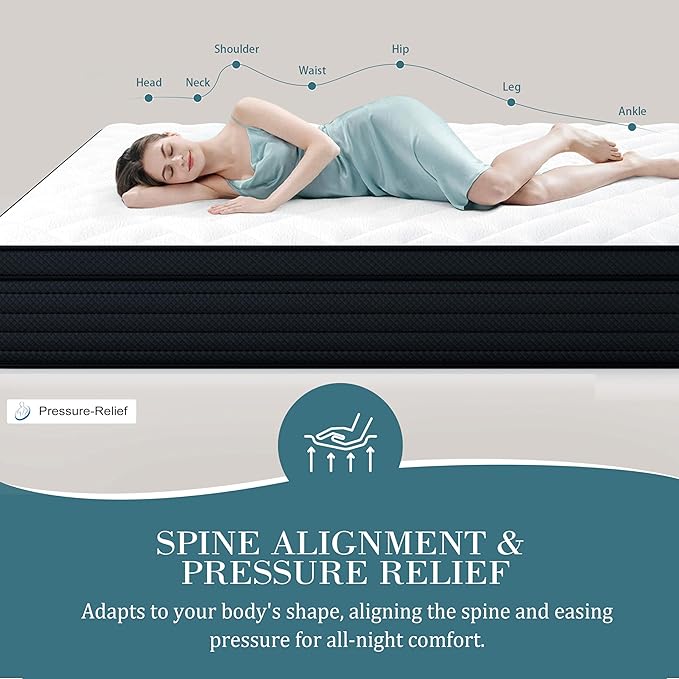 Sleepmax Extra Firm King Mattress 12 Inch - Deep Sleep Hybrid Mattress Pain Relief - Bed in a Box for Back & Side Sleeper - Extra Lumbar & HIPS Support - CertiPUR-US Certified, 365-Night Trial