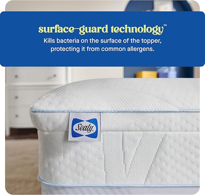 Sealy Dreamlife 3” Gel Memory Foam Twin Mattress Topper with 1” Quilted Cooling Cover, SealyComfort Gel Foam, SealyCool Poly Blend Cover