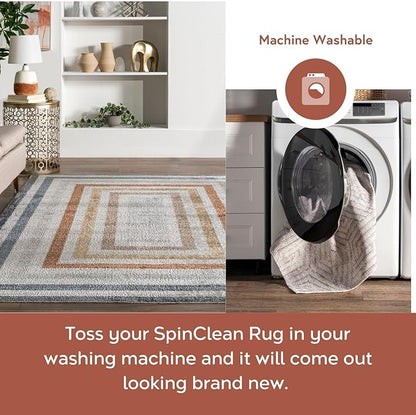 nuLOOM Alienor Geometric 3x5 Machine Washable Accent Rug for Living Room Bedroom Dining Room Entryway Kitchen, Multicolor/Ivory